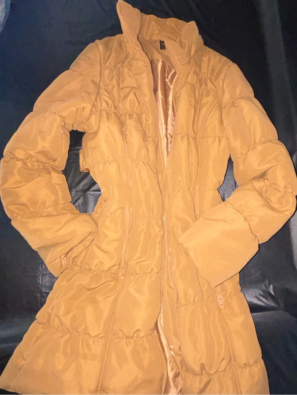 Source Unknown Mustard Quilted Puffer Coat
